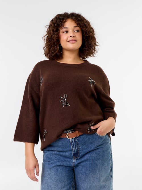 Maglione a tinta unita con strass - Kiabi Maglione a tinta unita con strass - Kiabi