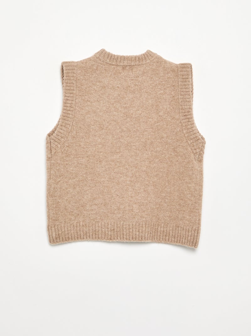 Maglione a tinta unita senza maniche Beige - Kiabi