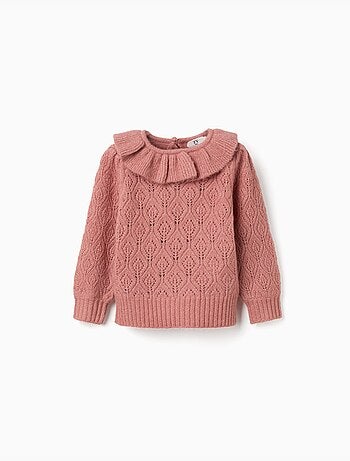 Maglione a traforo con colletto arricciato
