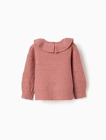 Maglione a traforo con colletto arricciato