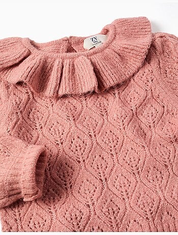 Maglione a traforo con colletto arricciato