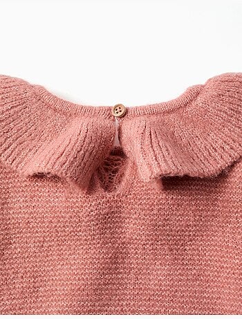 Maglione a traforo con colletto arricciato