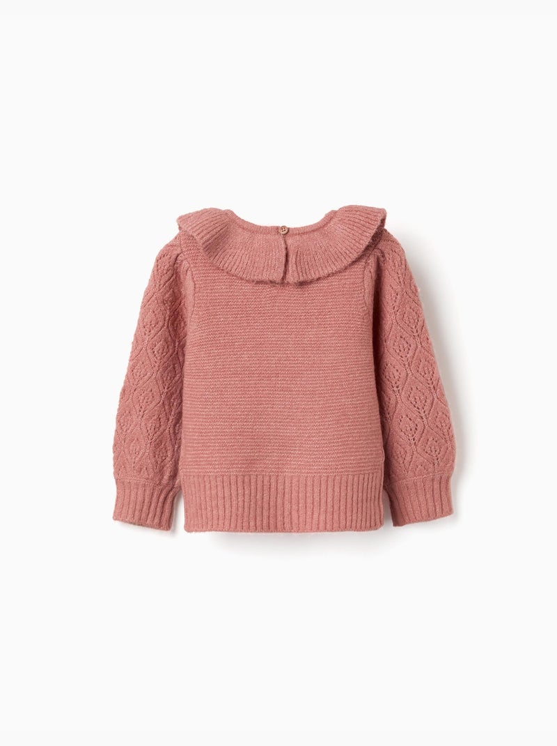 Maglione a traforo con colletto arricciato Rosa - Kiabi