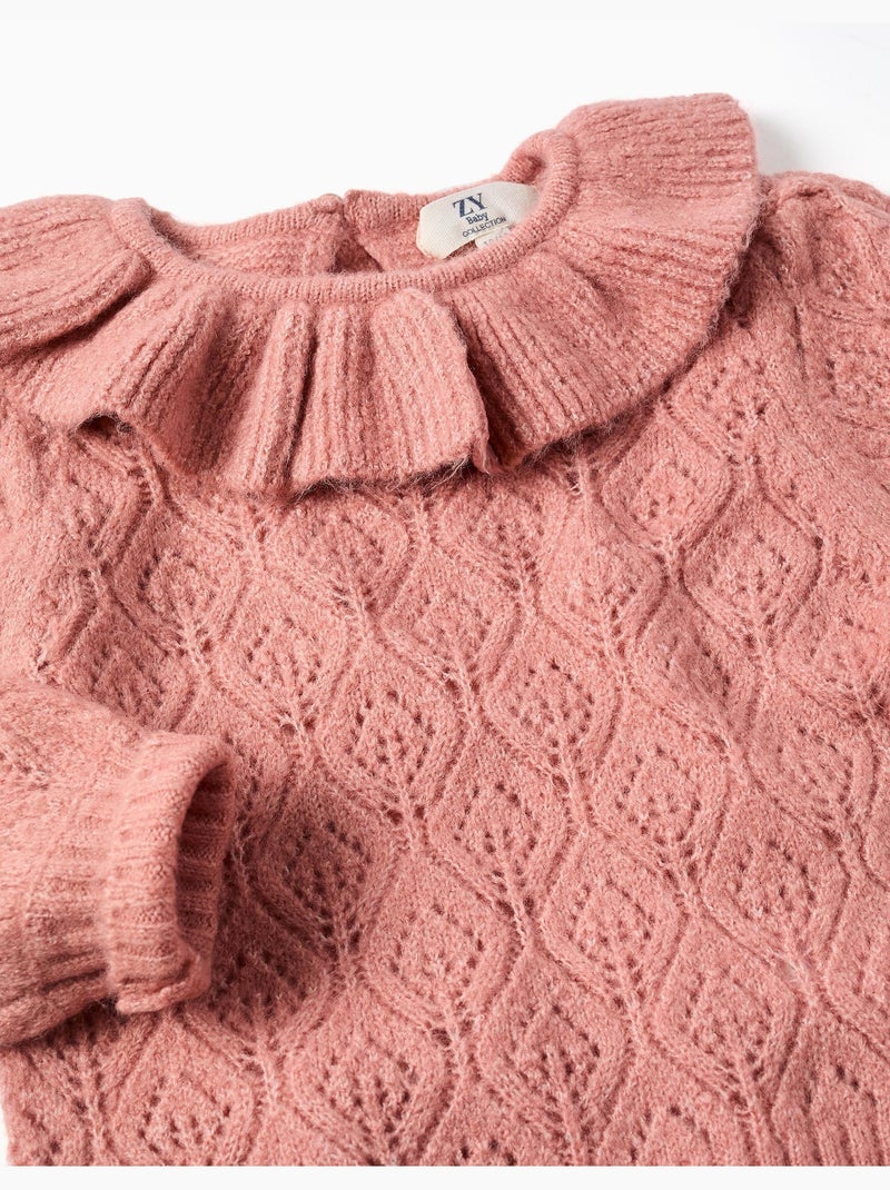 Maglione a traforo con colletto arricciato Rosa - Kiabi