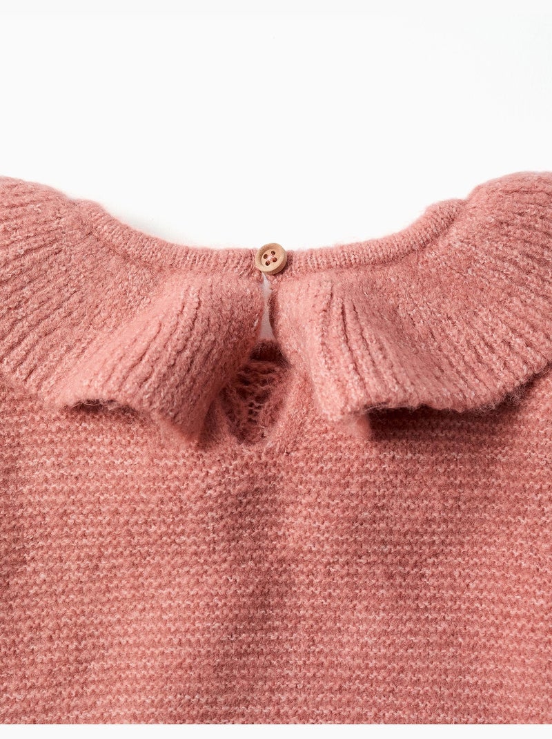 Maglione a traforo con colletto arricciato Rosa - Kiabi