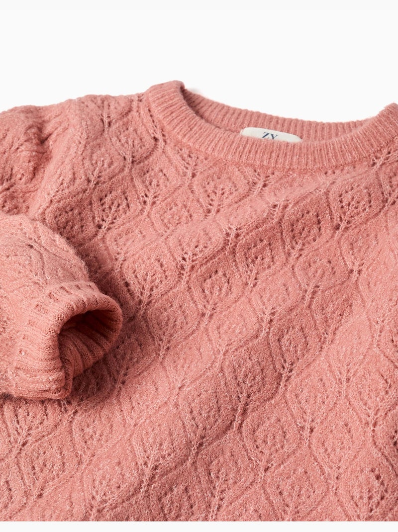 Maglione a traforo con maniche a palloncino Rosa - Kiabi
