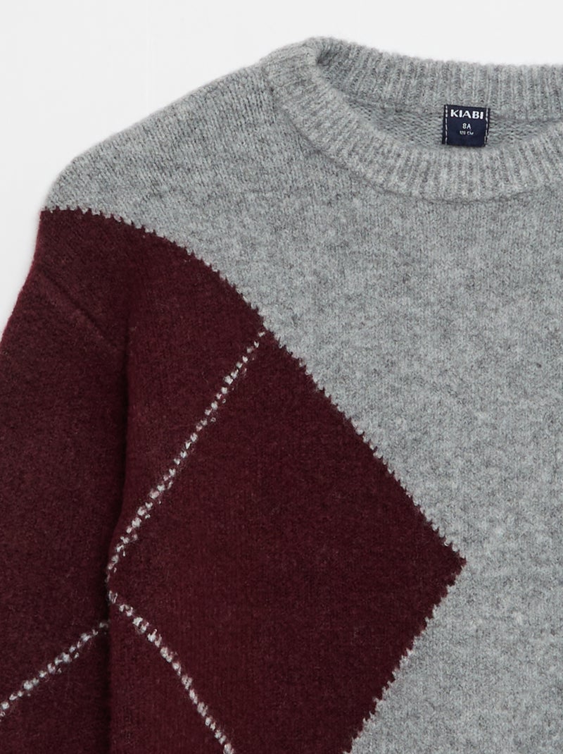 Maglione a trama fine con motivo jacquard Rosso - Kiabi