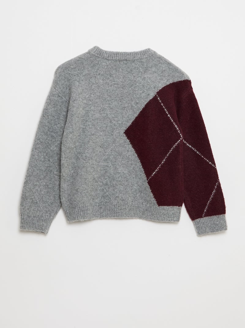 Maglione a trama fine con motivo jacquard Rosso - Kiabi