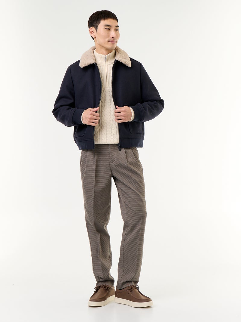 Maglione a trecce con collo alto e zip Bianco - Kiabi