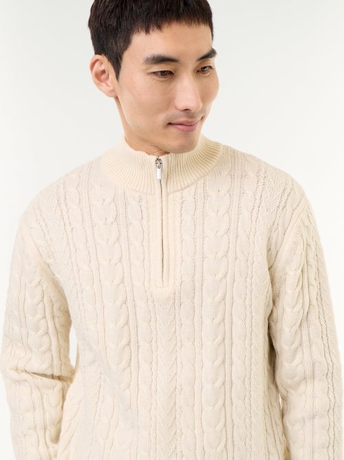 Maglione a trecce con collo alto e zip - Kiabi Maglione a trecce con collo alto e zip - Kiabi