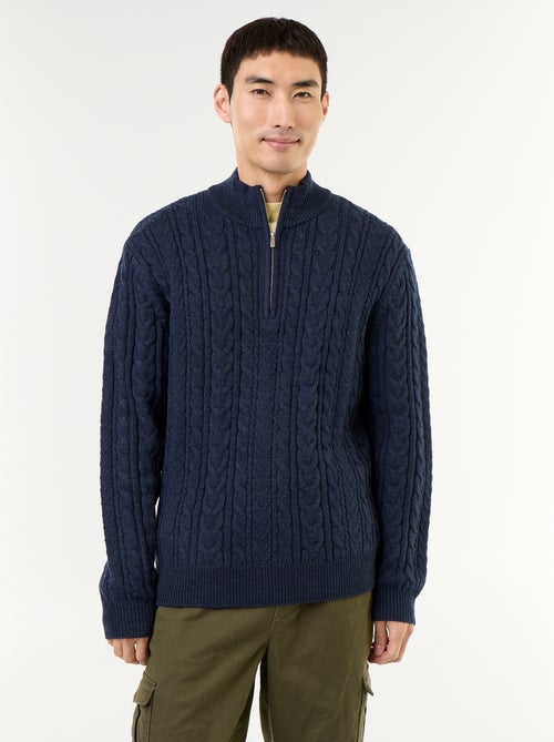 Maglione a trecce con collo alto e zip - Kiabi Maglione a trecce con collo alto e zip - Kiabi