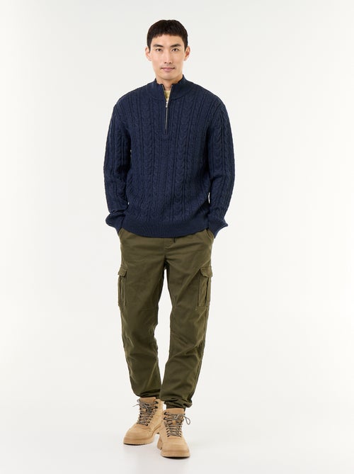 Maglione a trecce con collo alto e zip - Kiabi Maglione a trecce con collo alto e zip - Kiabi