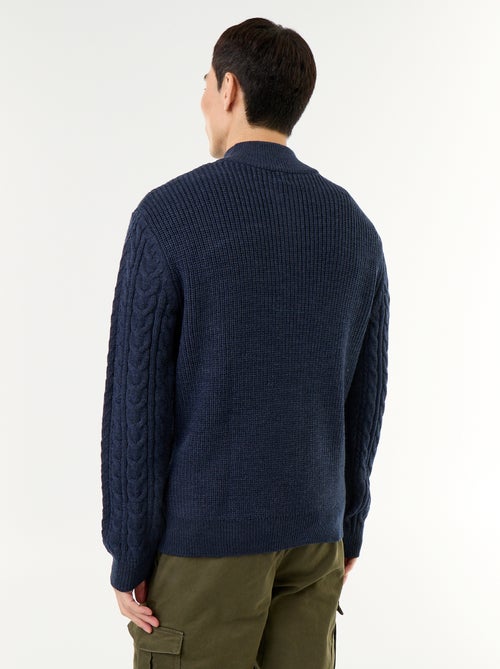 Maglione a trecce con collo alto e zip - Kiabi Maglione a trecce con collo alto e zip - Kiabi