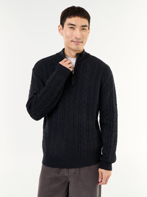 Maglione a trecce con collo alto e zip - Kiabi Maglione a trecce con collo alto e zip - Kiabi