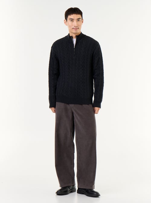Maglione a trecce con collo alto e zip - Kiabi Maglione a trecce con collo alto e zip - Kiabi