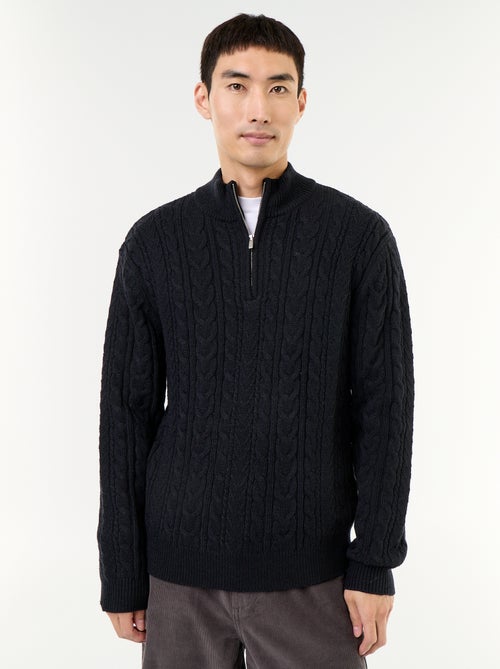 Maglione a trecce con collo alto e zip - Kiabi Maglione a trecce con collo alto e zip - Kiabi