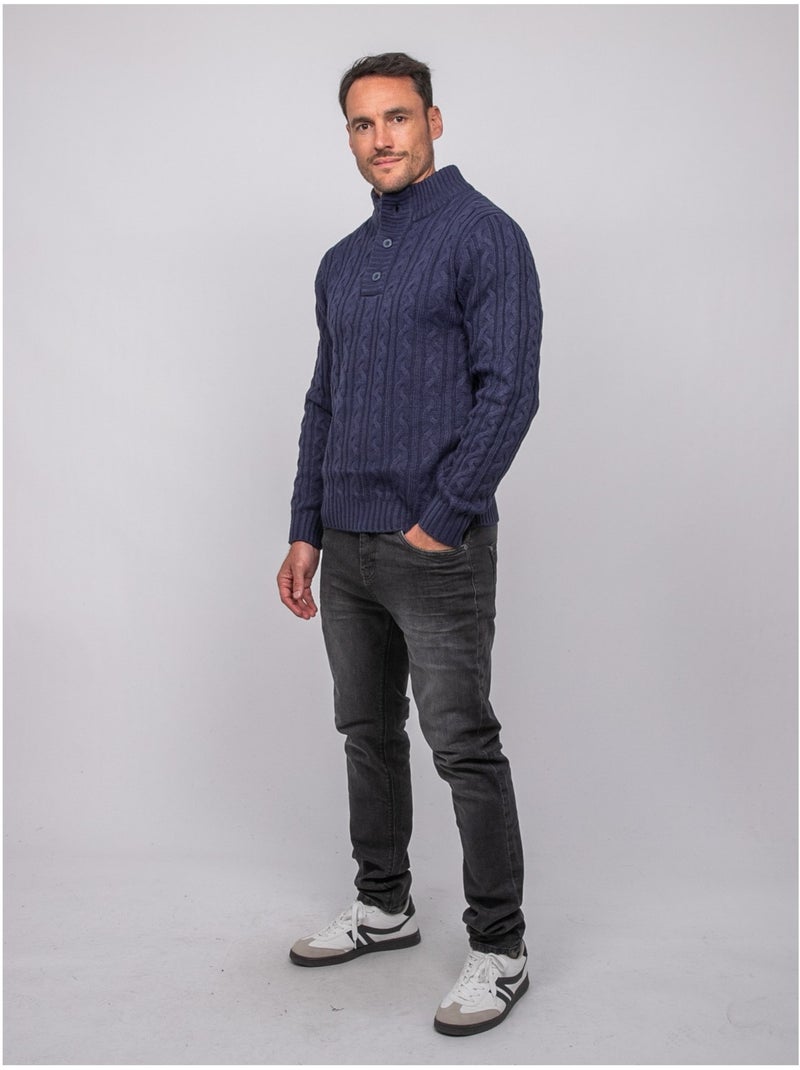 Maglione a trecce con collo alto lagow Blu marino - Kiabi