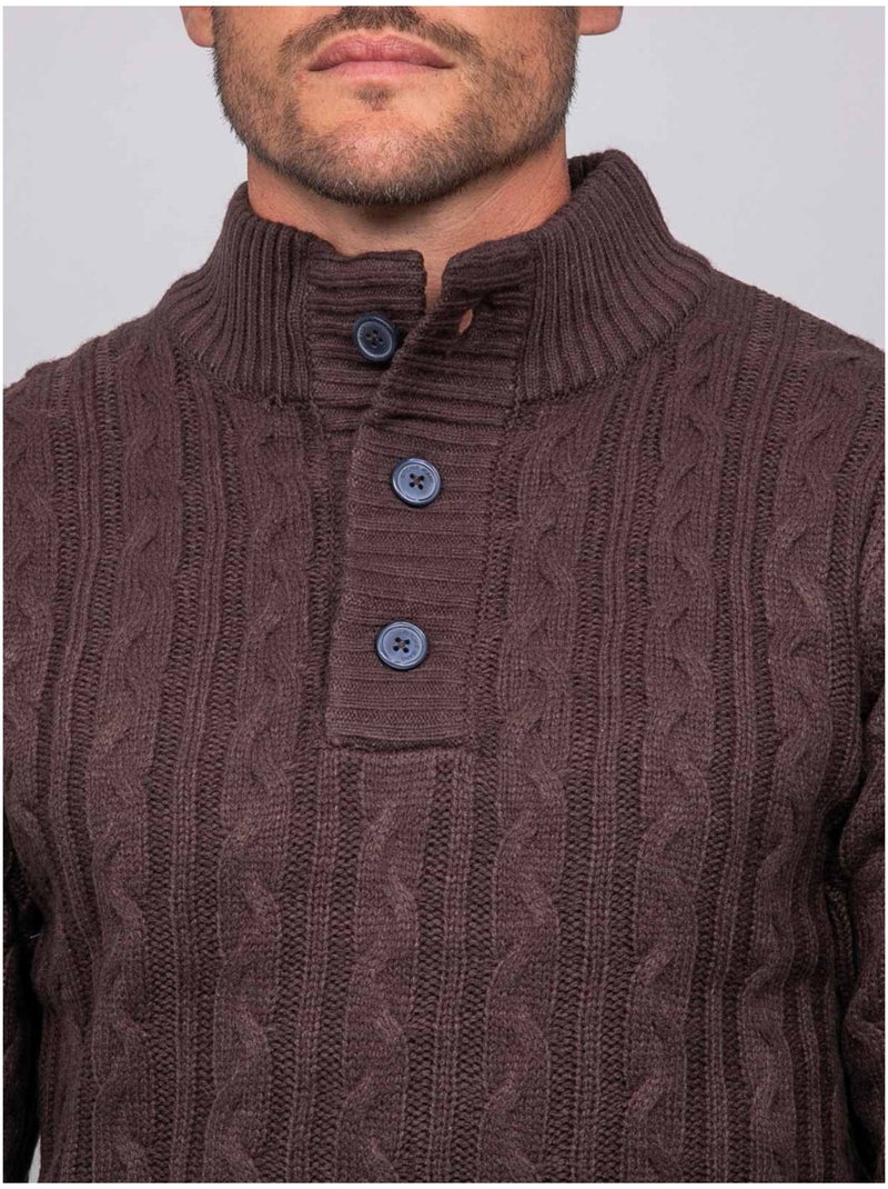 Maglione a trecce con collo alto lagow Marrone - Kiabi