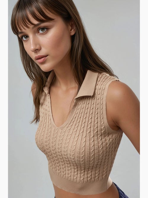 Maglione a trecce con scollo a v my fashion - Kiabi Maglione a trecce con scollo a v my fashion - Kiabi