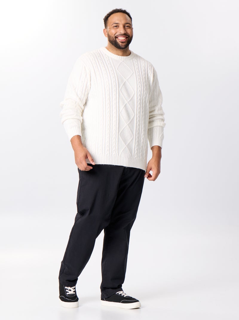 Maglione a trecce con scollo rotondo Bianco - Kiabi