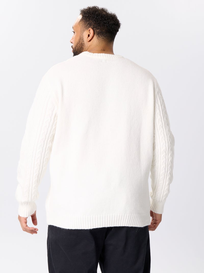 Maglione a trecce con scollo rotondo Bianco - Kiabi