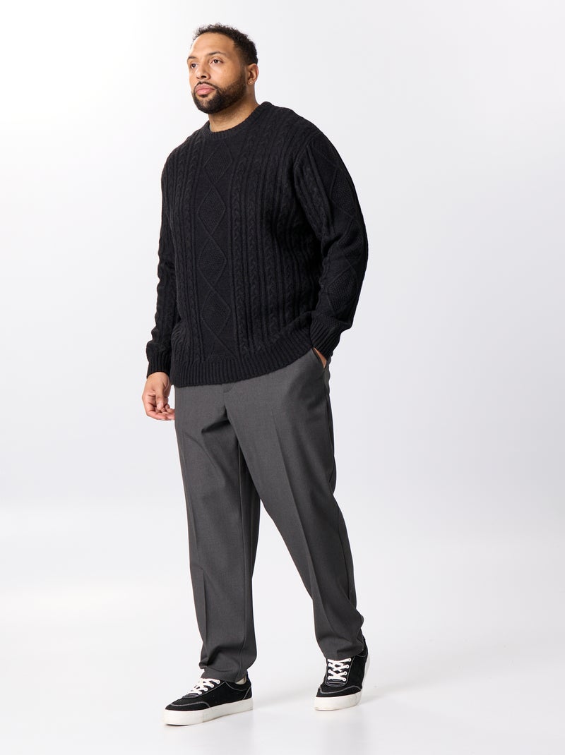 Maglione a trecce con scollo rotondo Nero - Kiabi