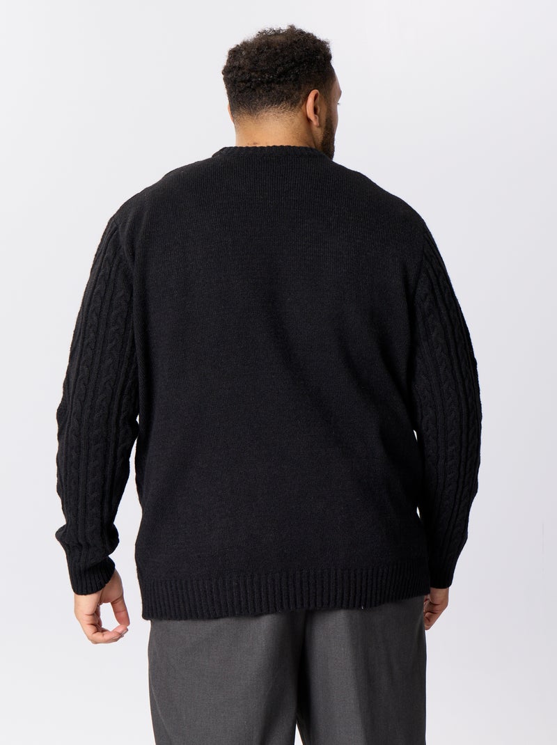 Maglione a trecce con scollo rotondo Nero - Kiabi