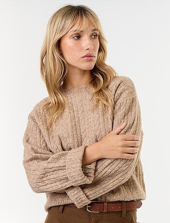 Maglione a trecce girocollo