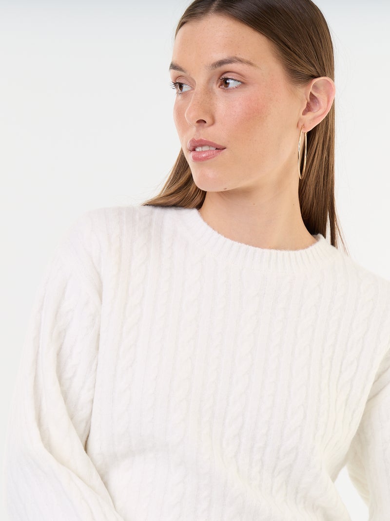 Maglione a trecce girocollo Bianco - Kiabi