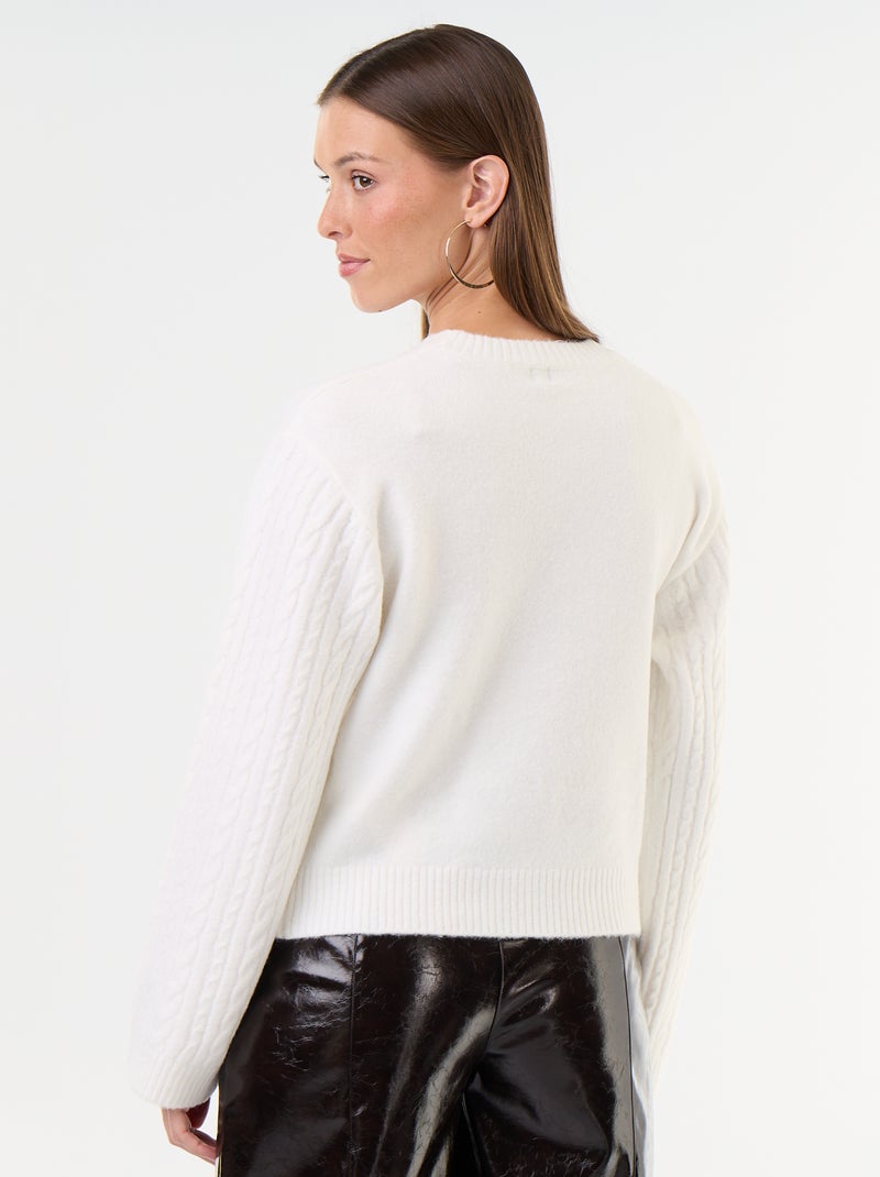 Maglione a trecce girocollo Bianco - Kiabi
