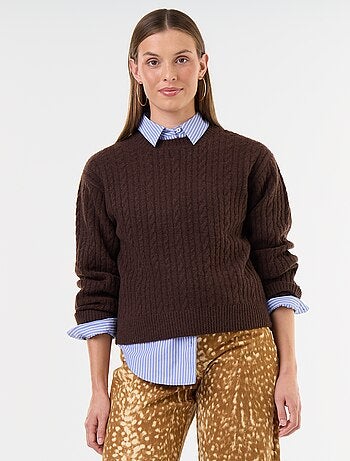 Maglione a trecce girocollo