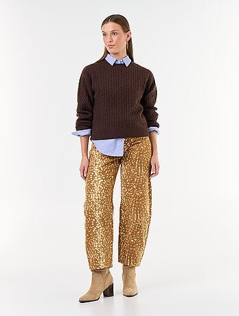 Maglione a trecce girocollo