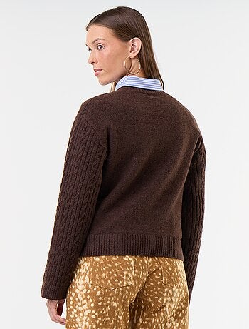 Maglione a trecce girocollo