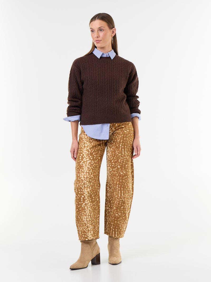 Maglione a trecce girocollo Marrone - Kiabi