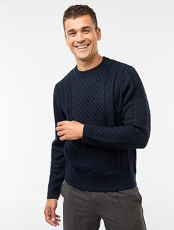 Maglione a trecce grosse tinta unita