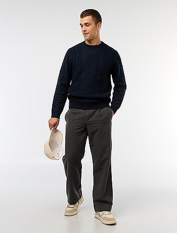 Maglione a trecce grosse tinta unita