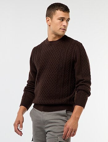 Maglione a trecce grosse tinta unita