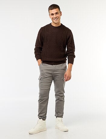 Maglione a trecce grosse tinta unita