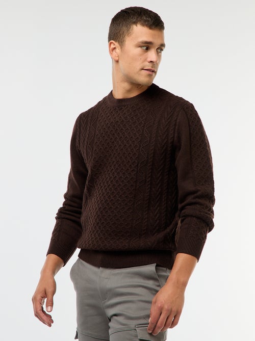 Maglione a trecce grosse tinta unita - Kiabi