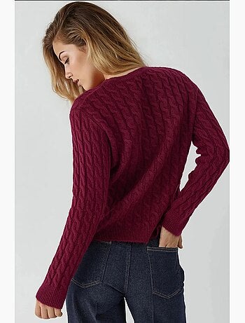 Maglione a trecce in maglia spessa con girocollo hiccup