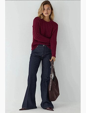 Maglione a trecce in maglia spessa con girocollo hiccup