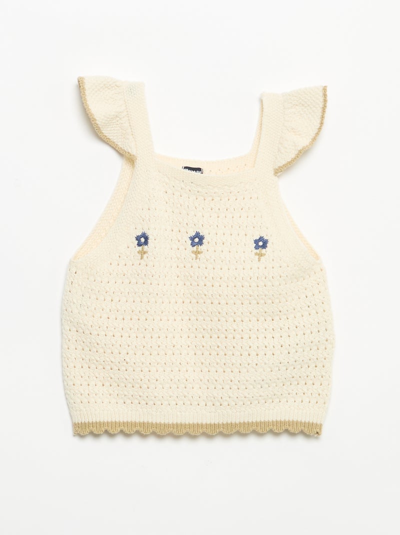 Maglione all'uncinetto senza maniche Beige - Kiabi
