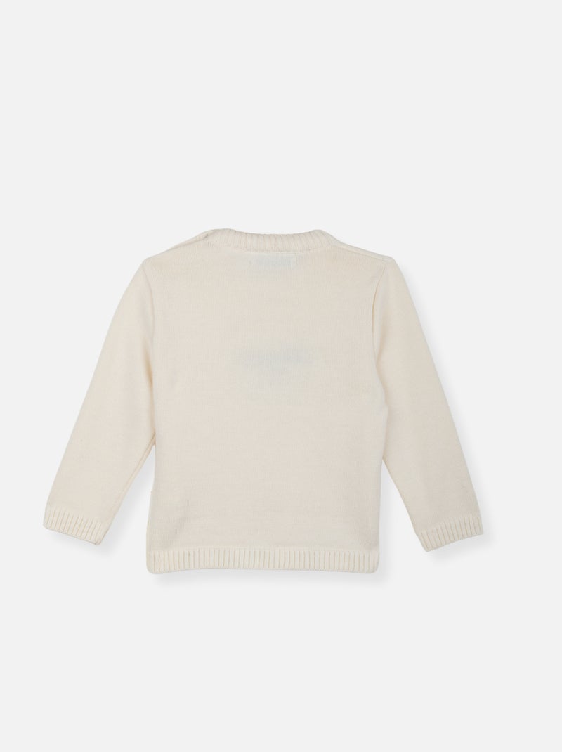 Maglione bambino piccolo in cotone - orsetto Ecru - Kiabi