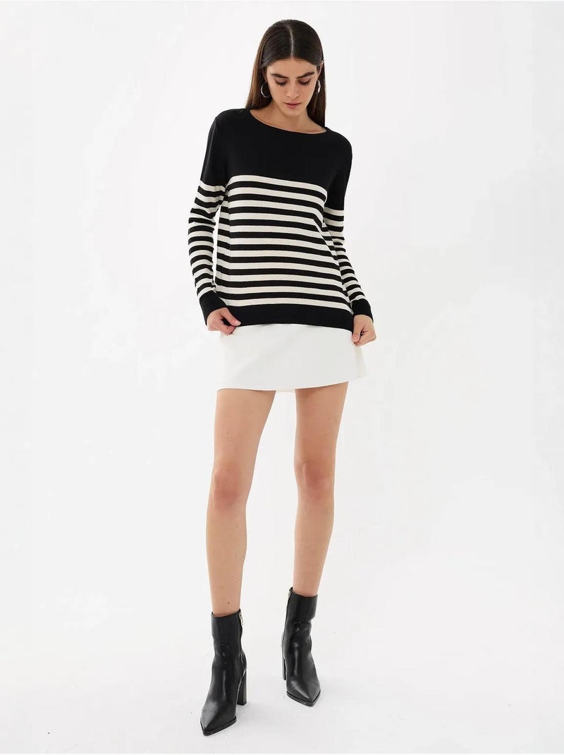 Maglione basic a righe Nero - Kiabi