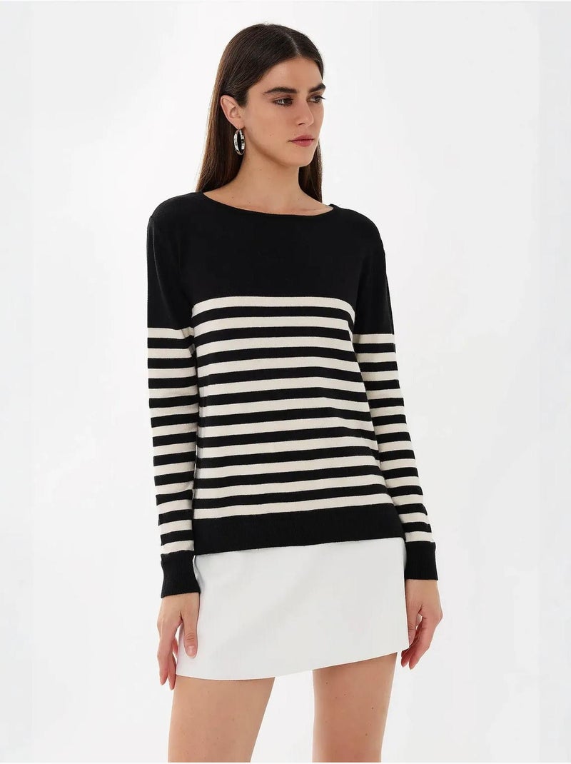 Maglione basic a righe Nero - Kiabi