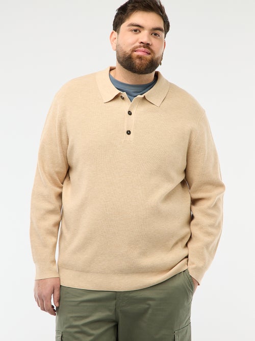 Maglione basic collo polo abbottonato - Kiabi