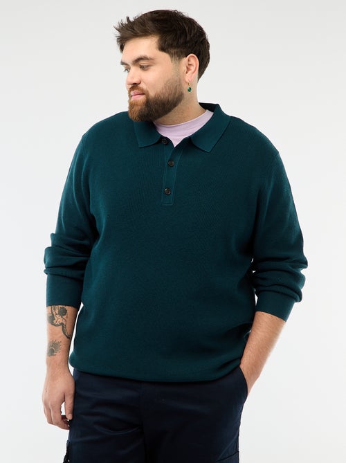 Maglione basic collo polo abbottonato - Kiabi