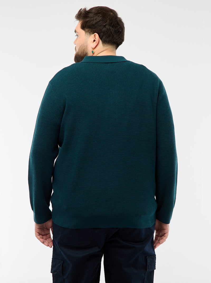 Maglione basic collo polo abbottonato Blu - Kiabi