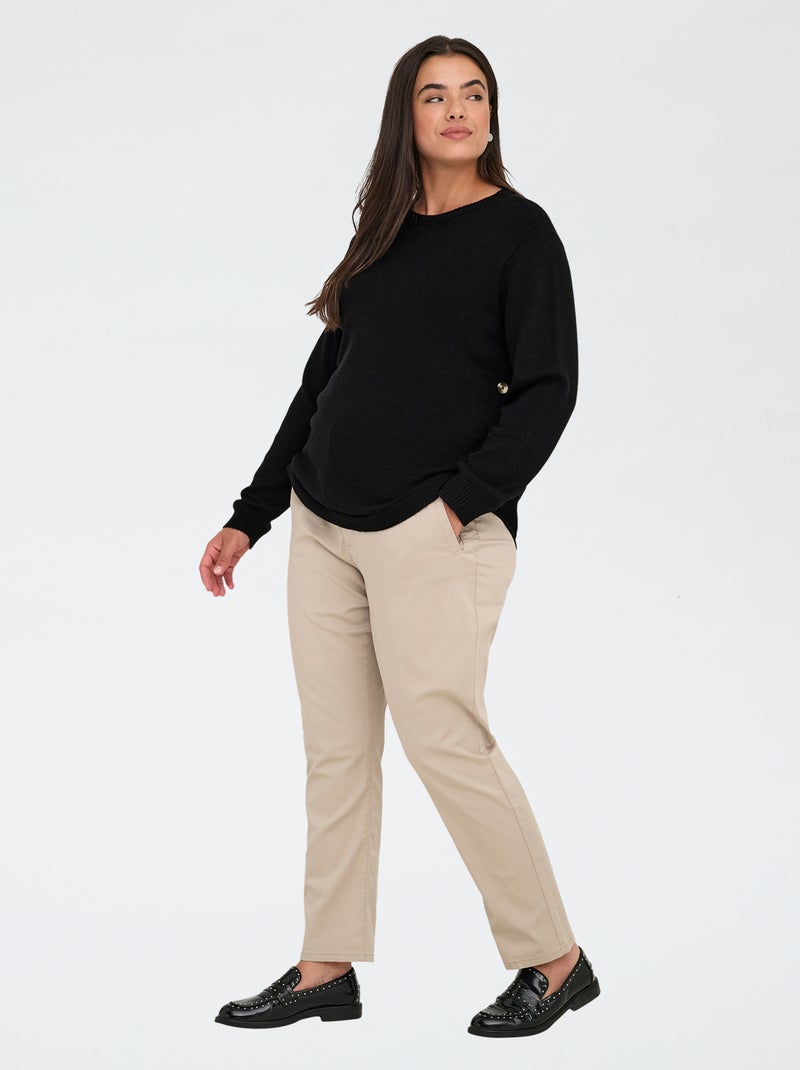 Maglione basic con bottoni Nero - Kiabi