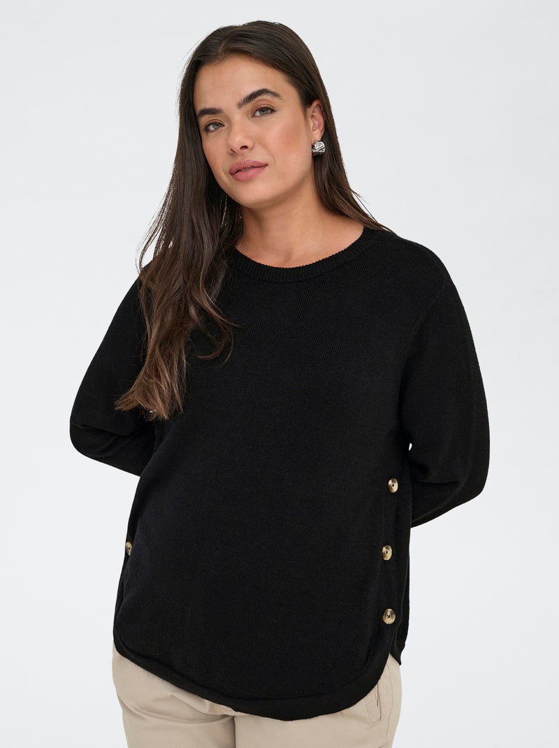 Maglione basic con bottoni Nero - Kiabi